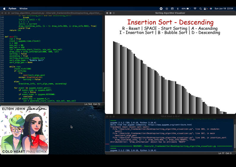 Sorting Algorithm Visualizer using pygame module