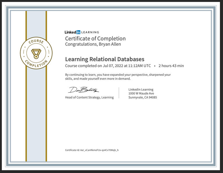 LinkedIn Learning Relational Databases
