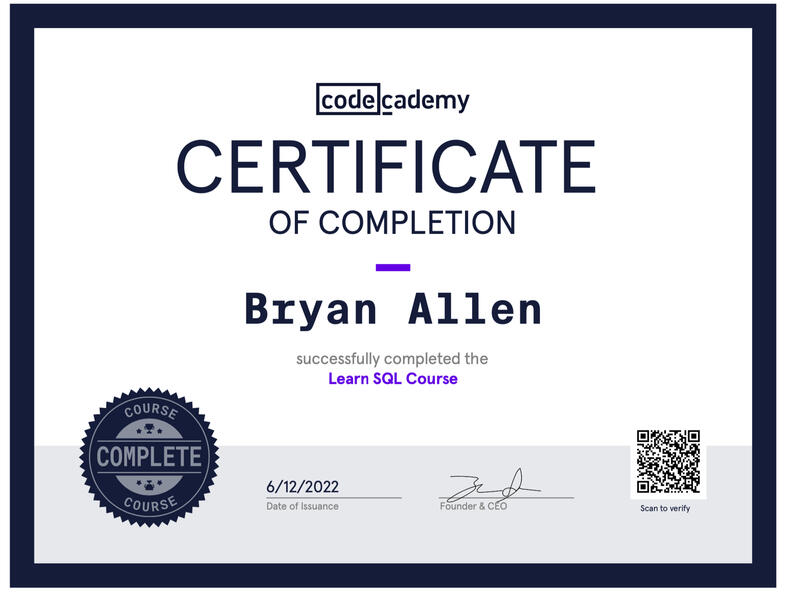 Codecademy SQL Course