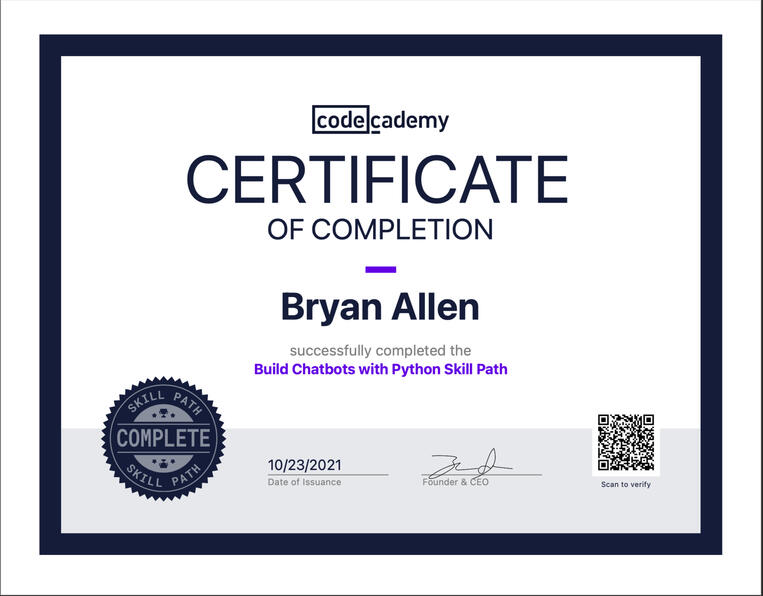 Codecademy Python Chatbots Course