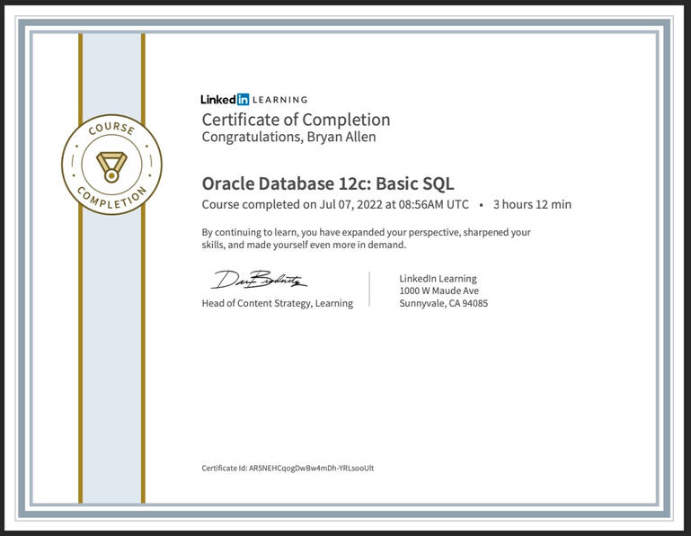 LinkedIn Learning Oracle Database Basic SQL