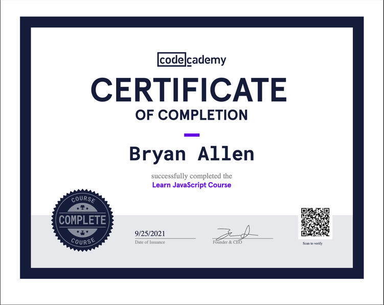 Codecademy JavaScript Course